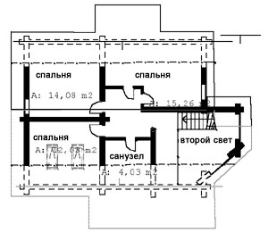 Схема проекта дома из оцилиндрованного бревна (2 этаж)